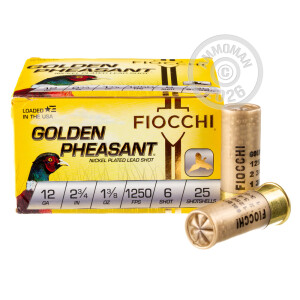 Image of 12 GAUGE FIOCCHI GOLDEN PHEASANT 2-3/4" #6 SHOT (25 SHELLS)