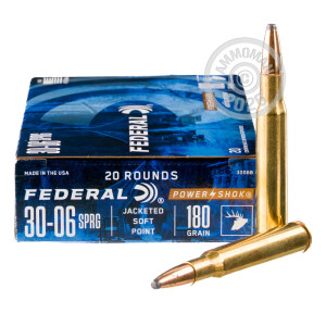 Photograph showing detail of .30-06 SPRINGFIELD FEDERAL POWER-SHOK 180 GRAIN SP (20 ROUNDS)