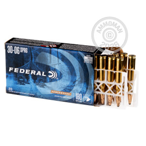 Photograph showing detail of .30-06 SPRINGFIELD FEDERAL POWER-SHOK 180 GRAIN SP (20 ROUNDS)