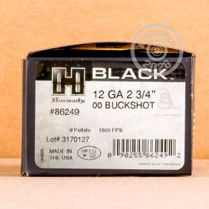 Photograph showing detail of 12 GAUGE HORNADY BLACK 2-3/4" 8 PELLET 00 BUCKSHOT (10 ROUNDS)