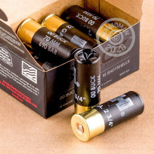 Photograph showing detail of 12 GAUGE HORNADY BLACK 2-3/4" 8 PELLET 00 BUCKSHOT (10 ROUNDS)