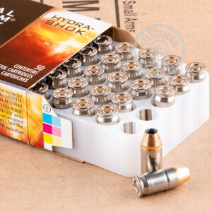 Photograph showing detail of 380 ACP FEDERAL LAW ENFORCEMENT 90 GRAIN HYDRA SHOK JHP (50 ROUNDS)