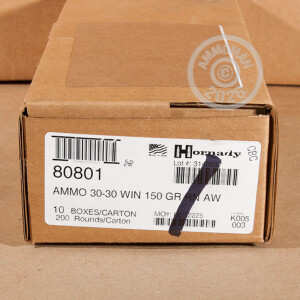 Photo detailing the 30-30 HORNADY AMERICAN WHITETAIL 150 GRAIN RN (200 ROUNDS) for sale at AmmoMan.com.