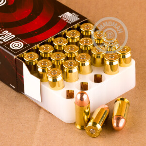 A photograph detailing the .45 Automatic ammo with FMJ bullets made by Federal.