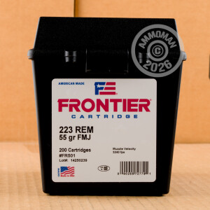 A photograph of 800 rounds of 55 grain 223 Remington ammo with a FMJ bullet for sale.