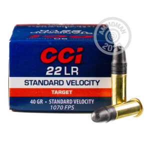 Photo detailing the 22 LR CCI STANDARD VELOCITY 40 GRAIN LRN (5000 ROUNDS) for sale at AmmoMan.com.