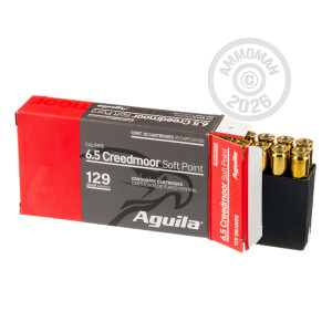 A photo of a box of Aguila ammo in 6.5MM CREEDMOOR.