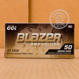 Image of .40 Smith & Wesson ammo by Blazer Brass that's ideal for home protection, training at the range.