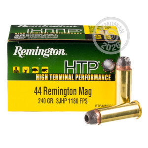 Photograph showing detail of 44 MAGNUM REMINGTON HTP 240 GRAIN SJHP (20 ROUNDS)