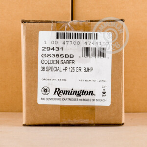 Photograph showing detail of 38 SPECIAL REMINGTON GOLDEN SABER 125 GRAIN JHP (500 ROUNDS)