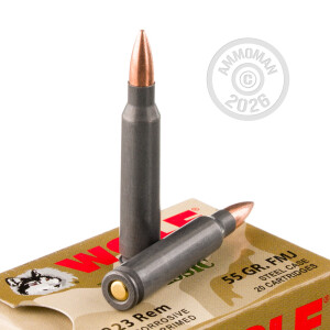 Photo of 223 Remington FMJ ammo by Wolf for sale.