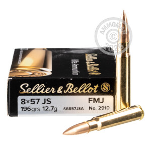 Photograph showing detail of 8MM MAUSER SELLIER & BELLOT 196 GRAIN FMJ (20 ROUNDS)
