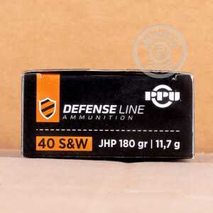 Photo detailing the .40 S&W PRVI PARTIZAN 180 GRAIN JHP (50 ROUNDS) for sale at AmmoMan.com.