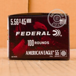 An image of 5.56x45mm ammo made by Federal at AmmoMan.com.