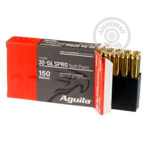 A photo of a box of Aguila ammo in 30.06 Springfield.
