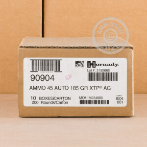 Image of Hornady .45 Automatic pistol ammunition.