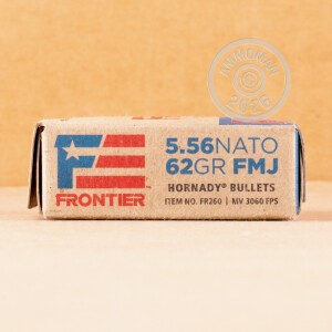 Image of the 5.56X45 HORNADY FRONTIER 62 GRAIN FMJ (500 ROUNDS) available at AmmoMan.com.