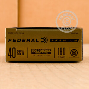 Photograph showing detail of 40 S&W FEDERAL GOLD MEDAL ACTION PISTOL 180 GRAIN TMJ FN (50 ROUNDS)