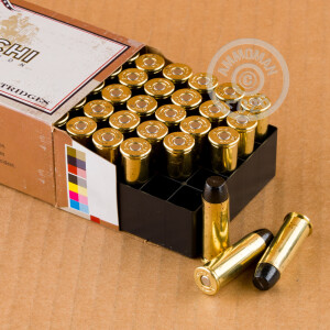 A photograph of 50 rounds of 210 grain 44-40 WCF ammo with a Lead Round Nose (LRN) bullet for sale.
