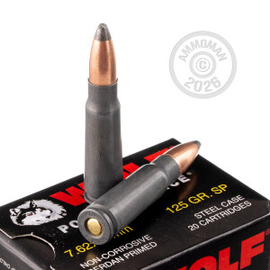 Photograph showing detail of 7.62x39 WOLF POLYFORMANCE 125 GRAIN SP (1000 ROUNDS)