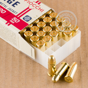 A photograph of 50 rounds of 145 grain .38 S/W ammo with a FMJ bullet for sale.