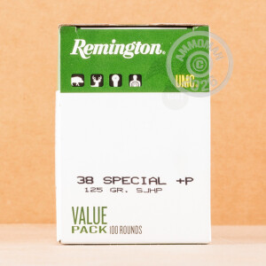 Image of the .38 SPECIAL +P REMINGTON UMC 125 GRAIN SJHP (100 ROUNDS) available at AmmoMan.com.