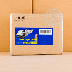 Image of Silver Bear 9mm Luger pistol ammunition.