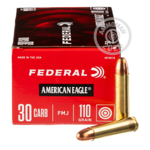 Image of the 30 CARBINE FEDERAL AMERICAN EAGLE 110 GRAIN FMJ (500 ROUNDS) available at AmmoMan.com.