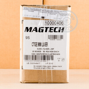 Image of the 9MM LUGER MAGTECH 124 GRAIN JSP (50 ROUNDS) available at AmmoMan.com.