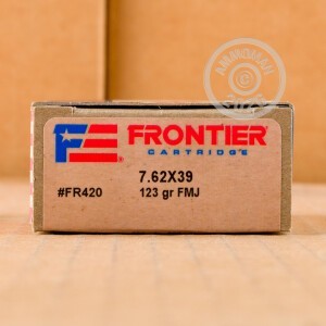 Photograph showing detail of 7.62X39 HORNADY FRONTIER 123 GRAIN FMJ (20 ROUNDS)