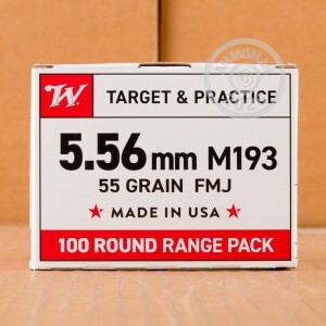 A photo of a box of Winchester ammo in 5.56x45mm.