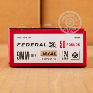 Image of 9mm Luger ammo by Federal that's ideal for training at the range.