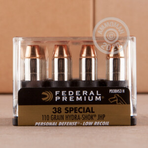 Image of the 38 SPECIAL FEDERAL HYDRA-SHOK 110 GRAIN JHP (20 ROUNDS) available at AmmoMan.com.
