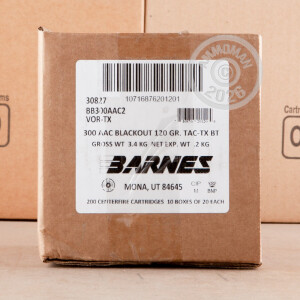 Image of the 300 AAC BLACKOUT BARNES VOR-TX 120 GRAIN TAC-TX BT (200 ROUNDS) available at AmmoMan.com.