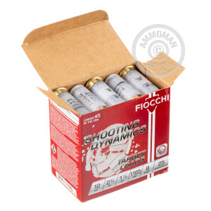 Image of the 12 GAUGE FIOCCHI TARGET SHOOTING DYNAMICS 2-3/4“ 1-1/8 OZ. #8 SHOT (25 ROUNDS) available at AmmoMan.com.