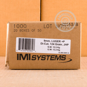 Image of 9mm Luger ammo by Israeli Military Industries that's ideal for home protection.