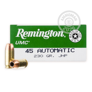 Photo of .45 Automatic JHP ammo by Remington for sale at AmmoMan.com.