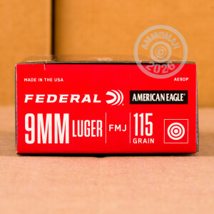 Photograph showing detail of 9MM FEDERAL 115 GRAIN #AE9DP (1000 ROUNDS)