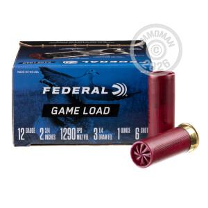 Photo detailing the 12 GAUGE FEDERAL GAME SHOK 2 3/4" 1 OZ. #6 SHOT (250 ROUNDS) for sale at AmmoMan.com.