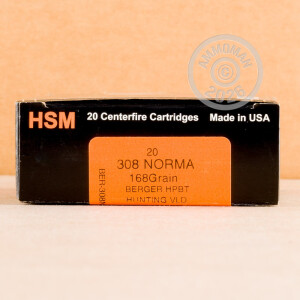 Image of 308 HSM Norma Magnum 168gr. Berger HPBT Hunting VLD - 20 Rounds