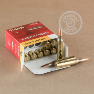 Image of 338 Lapua Magnum ammo by Sellier & Bellot that's ideal for big game hunting, precision shooting, training at the range, very large animal hunting.