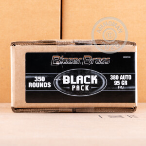 Image of the 380 ACP BLAZER BRASS BLACK 95 GRAIN FMJ (350 ROUNDS) available at AmmoMan.com.