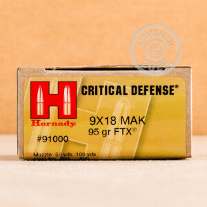 Image of the 9MM MAKAROV HORNADY CRITICAL DEFENSE 95 GRAIN JHP (25 ROUNDS) available at AmmoMan.com.