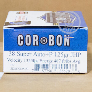 Image of 38 SUPER +P CORBON 125 GRAIN JHP (20 ROUNDS)