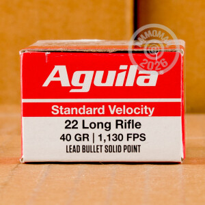 Photograph showing detail of 22 LR AGUILA 40 GRAIN LRN (50 ROUNDS)