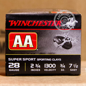 Image of the 28 GAUGE WINCHESTER AA 2-3/4" 3/4 OZ. #7.5 SHOT (250 ROUNDS) available at AmmoMan.com.