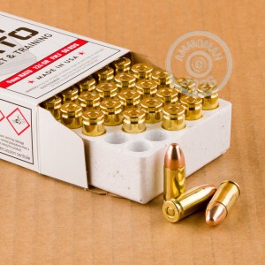 Photo detailing the 9MM LUGER WINCHESTER NATO 124 GRAIN FMJ (50 ROUNDS) for sale at AmmoMan.com.