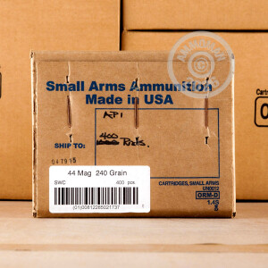 Photo detailing the 44 MAGNUM ARMSCOR 240 GRAIN LSWC (400 ROUNDS) for sale at AmmoMan.com.