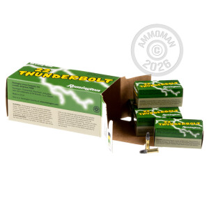 Photo detailing the 22 LR REMINGTON THUNDERBOLT 40 GRAIN LEAD ROUND NOSE (500 ROUNDS) for sale at AmmoMan.com.