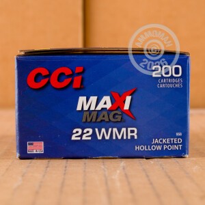 rounds of .22 WMR ammo with JHP bullets made by CCI.